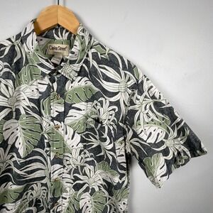 Cooke Street Hawaiian Shirt Men Large 100% Cotton Floral Camp Leaf Print 90s Y2K